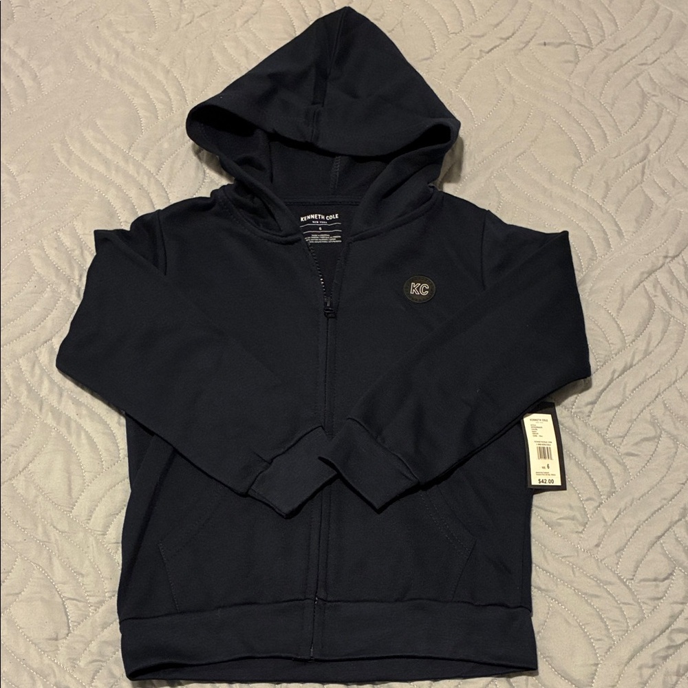 Kenneth Cole Kids Dark Blue Hoodie, Light Blue Sleeve Shirt and shorts. - Picture 2 of 9